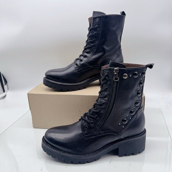 NeroGiardini Studded Leather Platform Combat Ankle Boot Booties Black EU 39 US 9 - Picture 6 of 12